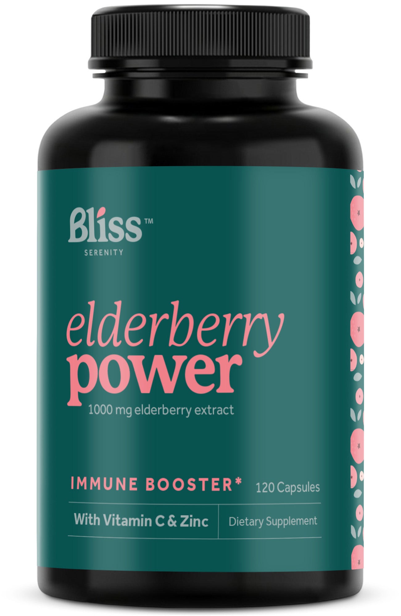 Bliss Serenity Elderberry, Zinc & Vitamin C - 120 Vegcaps, 60 Day Supply